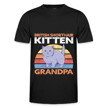 British Shorthair Grandpa Cat Cadeau - T-shirt sport Homme - noir - Devant - AI Model Male 178 dark (178cm)