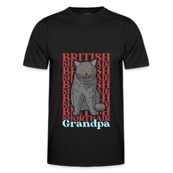 British Shorthair Grandpa Cat Papa Cadeau - T-shirt sport Homme - noir - Devant - AI Model Male 178 dark (178cm)