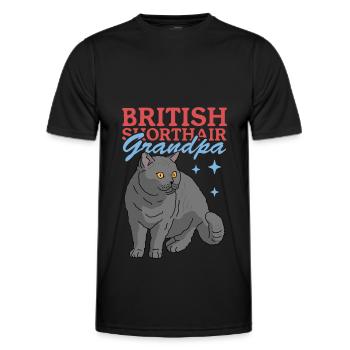 Grand-père British Shorthair | Cadeau papa chat - T-shirt sport Homme - noir - Devant - AI Model Male 178 dark (178cm)