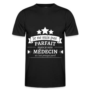 Médecin - Presque parfait - T-shirt sport Homme - noir - Devant - AI Model Male 178 dark (178cm)