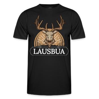 Lausbua Hirsch Lederhosen - Männer Funktions-T-Shirt - Schwarz - Vorne - AI Model Male 178 dark (178cm)
