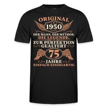 Original 1950 Jahrgang Mann 75 Geburtstag - Männer Funktions-T-Shirt - Schwarz - Vorne - AI Model Male 178 dark (178cm)