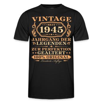 Vintage 1945 Jahrgang geboren Geburtstag - Männer Funktions-T-Shirt - Schwarz - Vorne - AI Model Male 178 dark (178cm)