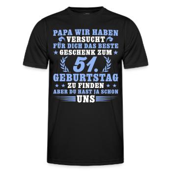 51 Jahre alt Papa 51. Geburtstag Geschenk - Männer Funktions-T-Shirt - Schwarz - Vorne - AI Model Male 178 dark (178cm)