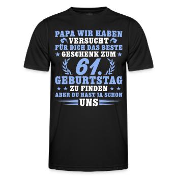 61 Jahre alt Papa 61. Geburtstag Geschenk - Männer Funktions-T-Shirt - Schwarz - Vorne - AI Model Male 178 dark (178cm)