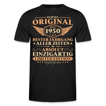 1950 Jahrgang geboren Original 75. Geburtstag - Männer Funktions-T-Shirt - Schwarz - Vorne - AI Model Male 178 dark (178cm)