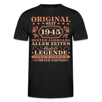 Original seit 1945 Jahrgang Geburtstag - Männer Funktions-T-Shirt - Schwarz - Vorne - AI Model Male 178 dark (178cm)