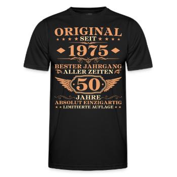 50. Geburtstag Original seit 1975 Jahrgang - Männer Funktions-T-Shirt - Schwarz - Vorne - AI Model Male 178 dark (178cm)