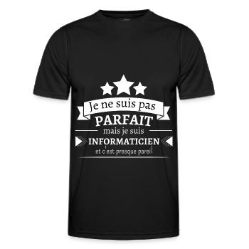 Informaticien - Presque parfait - T-shirt sport Homme - noir - Devant - AI Model Male 178 dark (178cm)