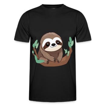 Süßes Faultier Geschenk - Männer Funktions-T-Shirt - Schwarz - Vorne - AI Model Male 178 dark (178cm)