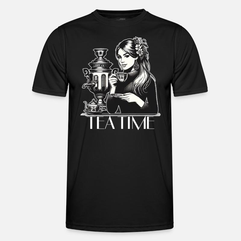 Samowar Teezeit Frau Geschenk - Männer Funktions-T-Shirt - Schwarz