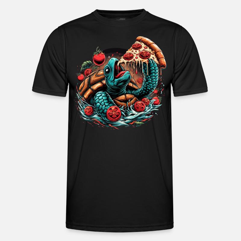 Turtle Pizza Tomato Design - Men's Functional T-Shirt - black
