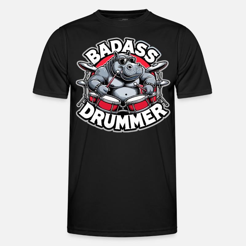 Knallharter Schlagzeuger Nilpferd cool Geschenk Männer Funktions-T-Shirt