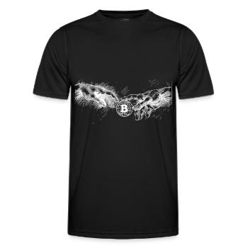 Création des cryptomonnaies Bitcoin - T-shirt sport Homme - noir - Devant - AI Model Male 178 dark (178cm)