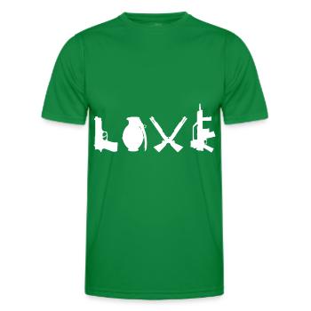 LOVE Banksy Waffen Typografie Street Art - Männer Funktions-T-Shirt - Kelly Green - Vorne - AI Model Male 178 dark (178cm)