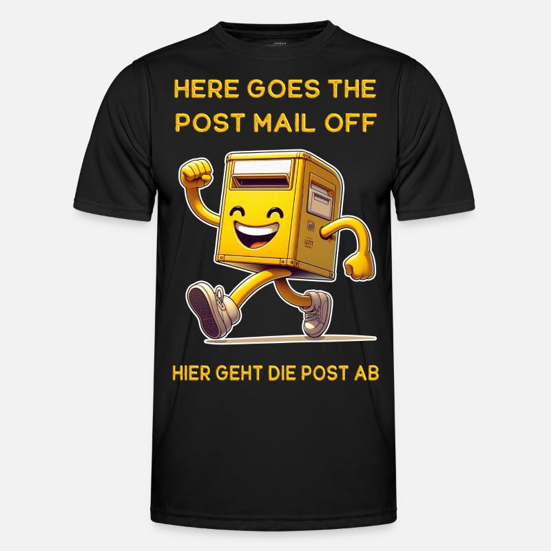 Here goes the post mail off. Hier geht die Post ab - Männer Funktions-T-Shirt - Schwarz