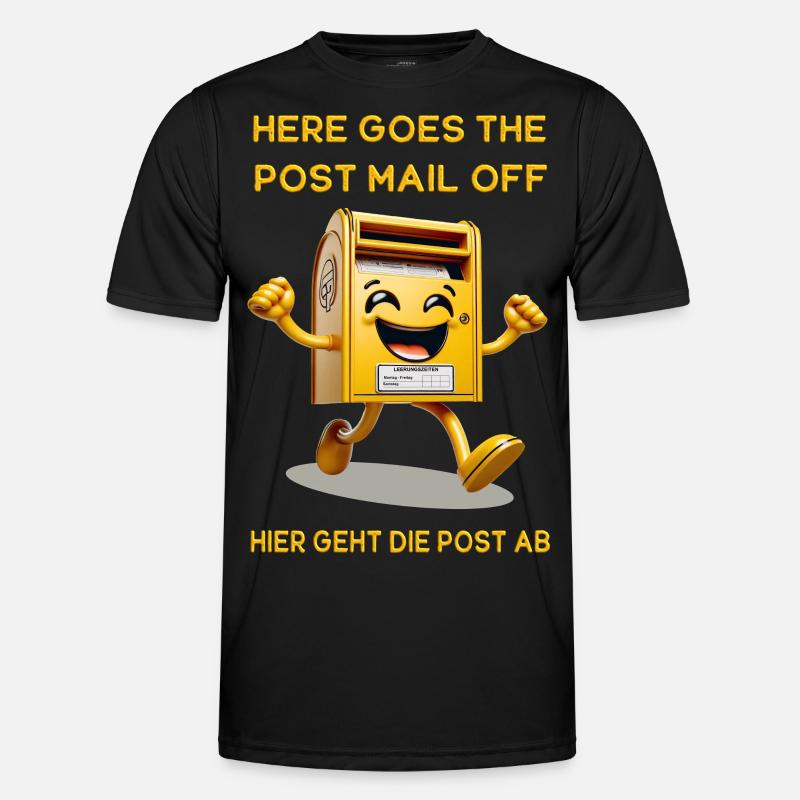Here goes the post mail off. Hier geht die Post ab - Männer Funktions-T-Shirt - Schwarz