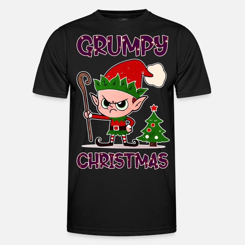 Grumpy Christmas Elf - Men's Functional T-Shirt - black