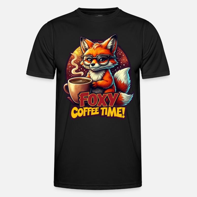 Funny Fox Animal Foxy Coffee time Fuchs mit Kaffee Männer Funktions-T-Shirt