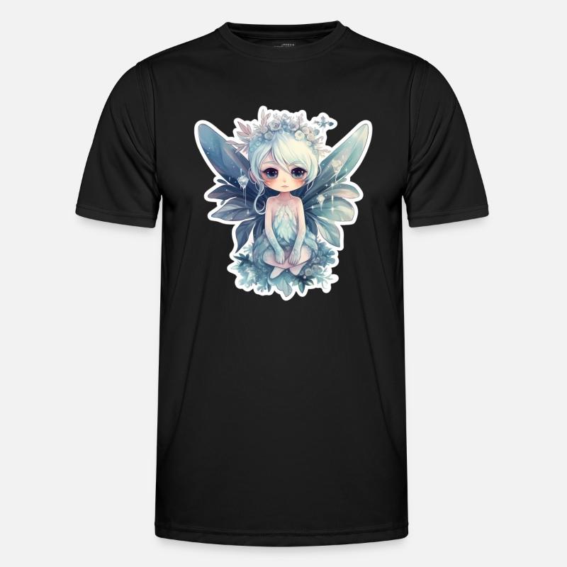 Kleine Eisfee mit Blumenbkrone - Männer Funktions-T-Shirt - Schwarz