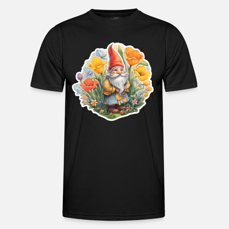 Zwerg in einer Blumenwiese - Männer Funktions-T-Shirt - Schwarz