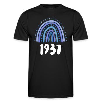 Blau Regenbogen Geburtsjahr Jahrgang 1937 - Männer Funktions-T-Shirt - Schwarz - Vorne - AI Model Male 178 dark (178cm)