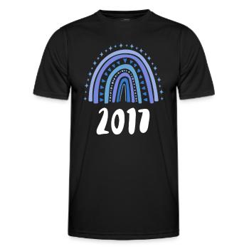 Arc-en-ciel bleu Année de naissance 2017 - T-shirt sport Homme - noir - Devant - AI Model Male 178 dark (178cm)