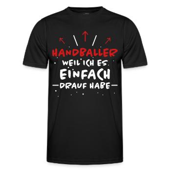 Handball Spruch Sport Lustiges Handballer Geschenk - Männer Funktions-T-Shirt - Schwarz - Vorne - AI Model Male 178 dark (178cm)