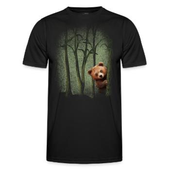 Forest animals Bear in the forest Experience nature Environmental protection - Men's Functional T-Shirt - black - Front - AI Model Male 178 dark (178cm)