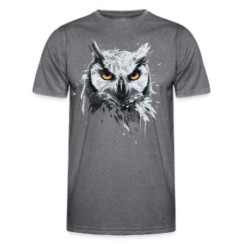 Owl - artwork with grunge effect for owls - Men's Functional T-Shirt - dark melange  - Front - AI Model Male 178 dark (178cm)