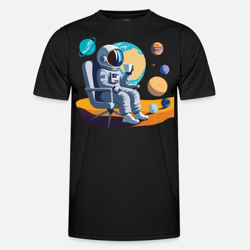 Interstellare Kaffeepause - Männer Funktions-T-Shirt - Schwarz