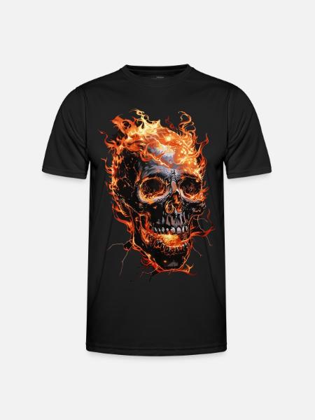 Kranie flammer kranium ild skelet Biker - Funktionsshirt til herrer - sort