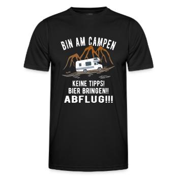 Bin am Campen Wohnmobil Womo Urlaub Camping - Männer Funktions-T-Shirt - Schwarz - Vorne - AI Model Male 178 dark (178cm)