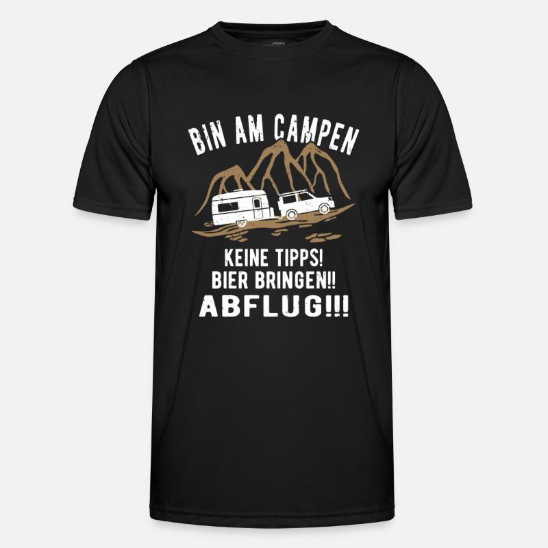 Wohnwagen Camping lustig - Männer Funktions-T-Shirt - Schwarz