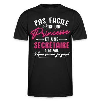 Princesse et Secrétaire - T-shirt sport Homme - noir - Devant - AI Model Male 178 dark (178cm)