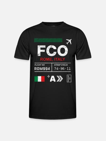 Étiquette d’aéroport de Rome - T-shirt sport Homme - noir