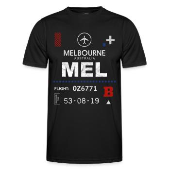 Étiquette d’aéroport de Melbourne - T-shirt sport Homme - noir - Devant - AI Model Male 178 dark (178cm)