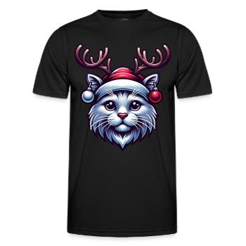 Katze Rentier Geweih - Männer Funktions-T-Shirt - Schwarz - Vorne - AI Model Male 178 dark (178cm)