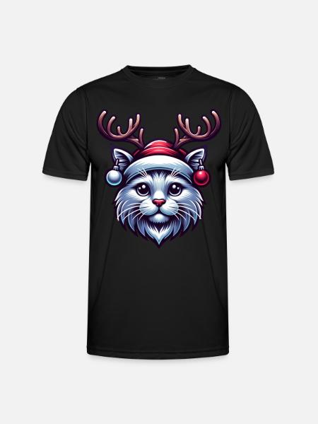 Cat Reindeer Antlers - Men's Functional T-Shirt - black