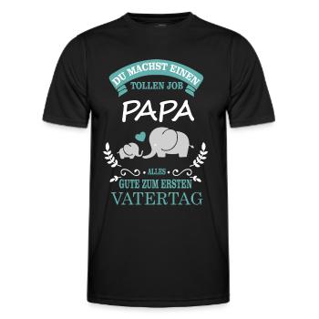 Erster Vatertag - Elefant - Männer Funktions-T-Shirt - Schwarz - Vorne - AI Model Male 178 dark (178cm)