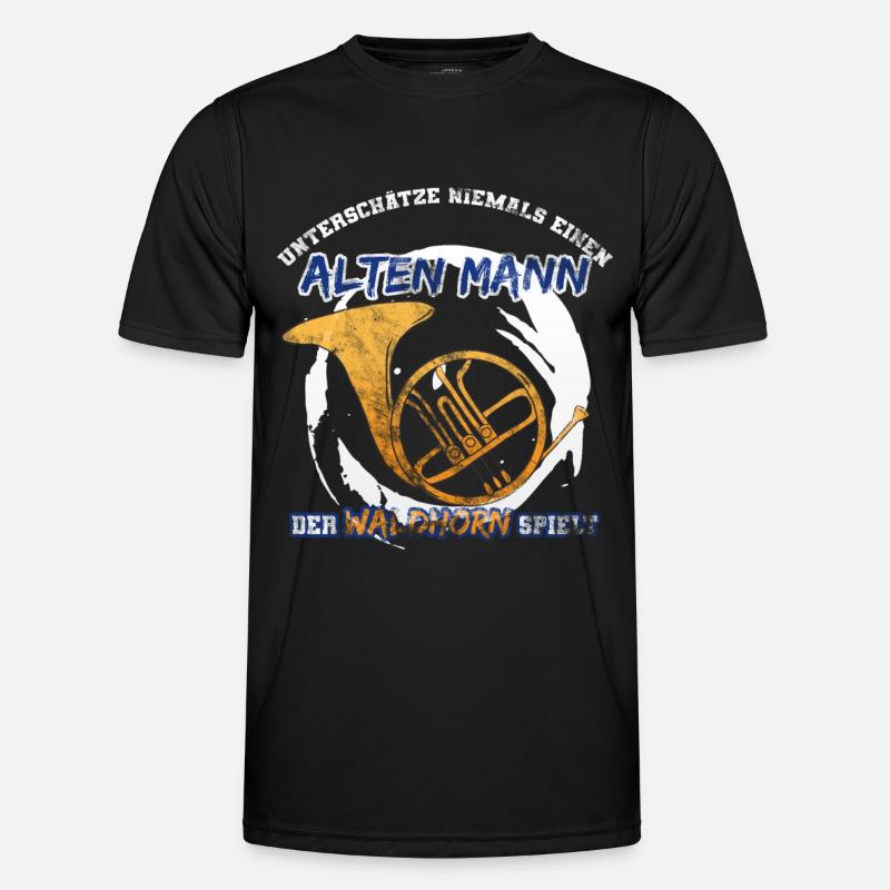 Waldhorn Geschenkidee - Männer Funktions-T-Shirt - Schwarz