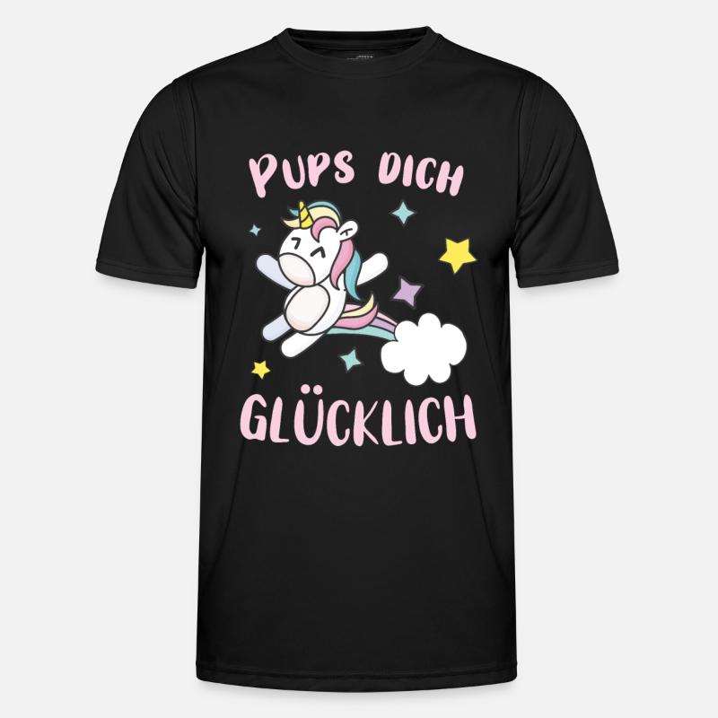 Pups dich gluecklich Einhorn - Männer Funktions-T-Shirt - Schwarz