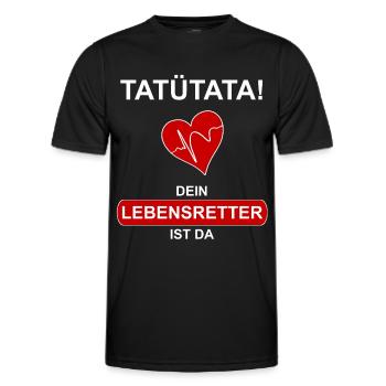 Lebensretter Sprüche Rettungsdienst Sanitäter - Männer Funktions-T-Shirt - Schwarz - Vorne - AI Model Male 178 dark (178cm)