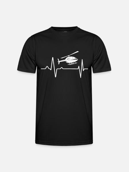 Helicopter heartbeat pilot gift - Men's Functional T-Shirt - black