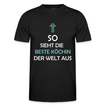So sieht die Beste Köchin der Welt aus Kochschürze - Männer Funktions-T-Shirt - Schwarz - Vorne - AI Model Male 178 dark (178cm)