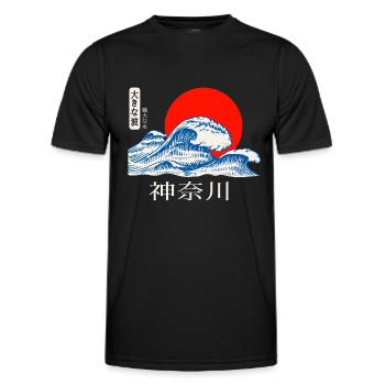 Kaganawa Great Wave Wellen Japanische Kunst Japan - Männer Funktions-T-Shirt - Schwarz - Vorne - AI Model Male 178 dark (178cm)