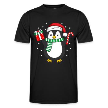 Pinguin Weihnachten Winter - Männer Funktions-T-Shirt - Schwarz - Vorne - AI Model Male 178 dark (178cm)