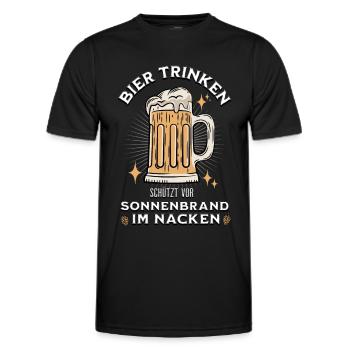 Boire de la bière protège contre les coups de soleil dans le cou - T-shirt sport Homme - noir - Devant - AI Model Male 178 dark (178cm)