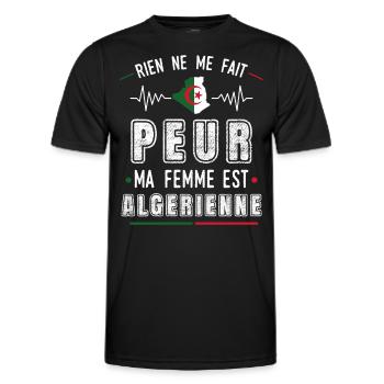 Algérie, idée cadeau drapeau Algérie humour couple - T-shirt sport Homme - noir - Devant - AI Model Male 178 dark (178cm)