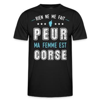 Corse, idée cadeau humour région, île, pays, drôle - T-shirt sport Homme - noir - Devant - AI Model Male 178 dark (178cm)